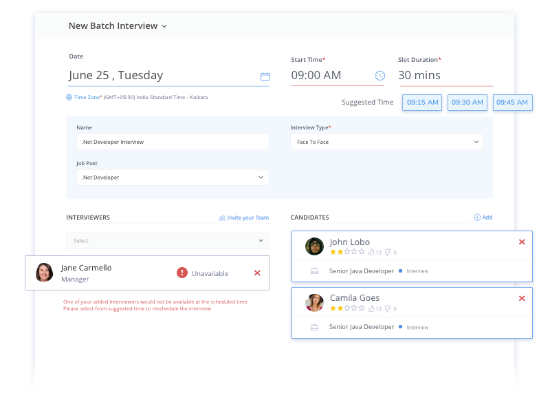 Schedule interviews without any hassles Schedule interviews without any hassles
