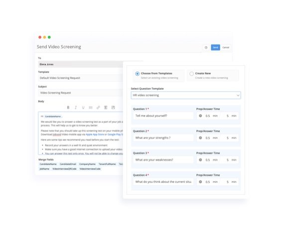Invite candidates for video screening via email