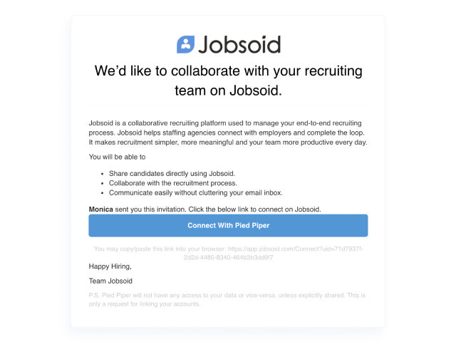 Send email invites to recruiters